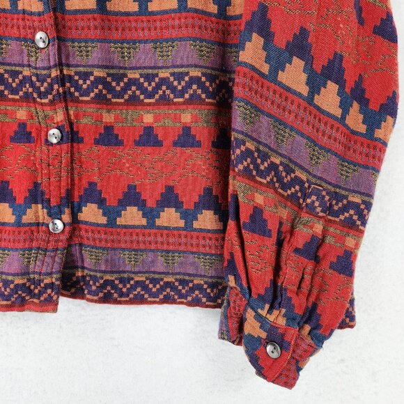 Chicos Shirt Womens XL Red Aztec Southwestern Button Front 90s Design Vintage - Picture 3 of 11